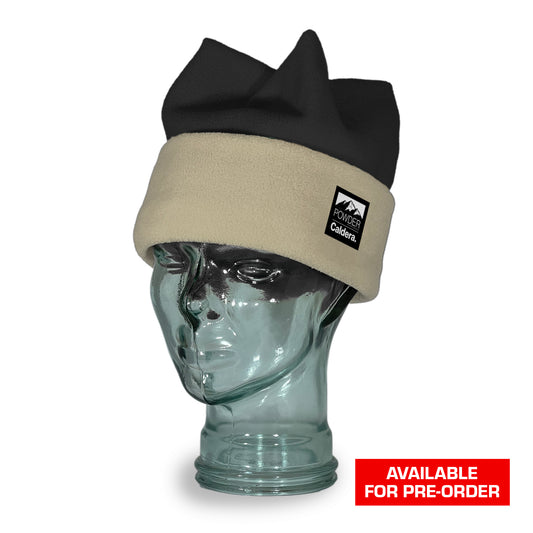 Powder Magazine Beige Black Classic Four Point Beanie