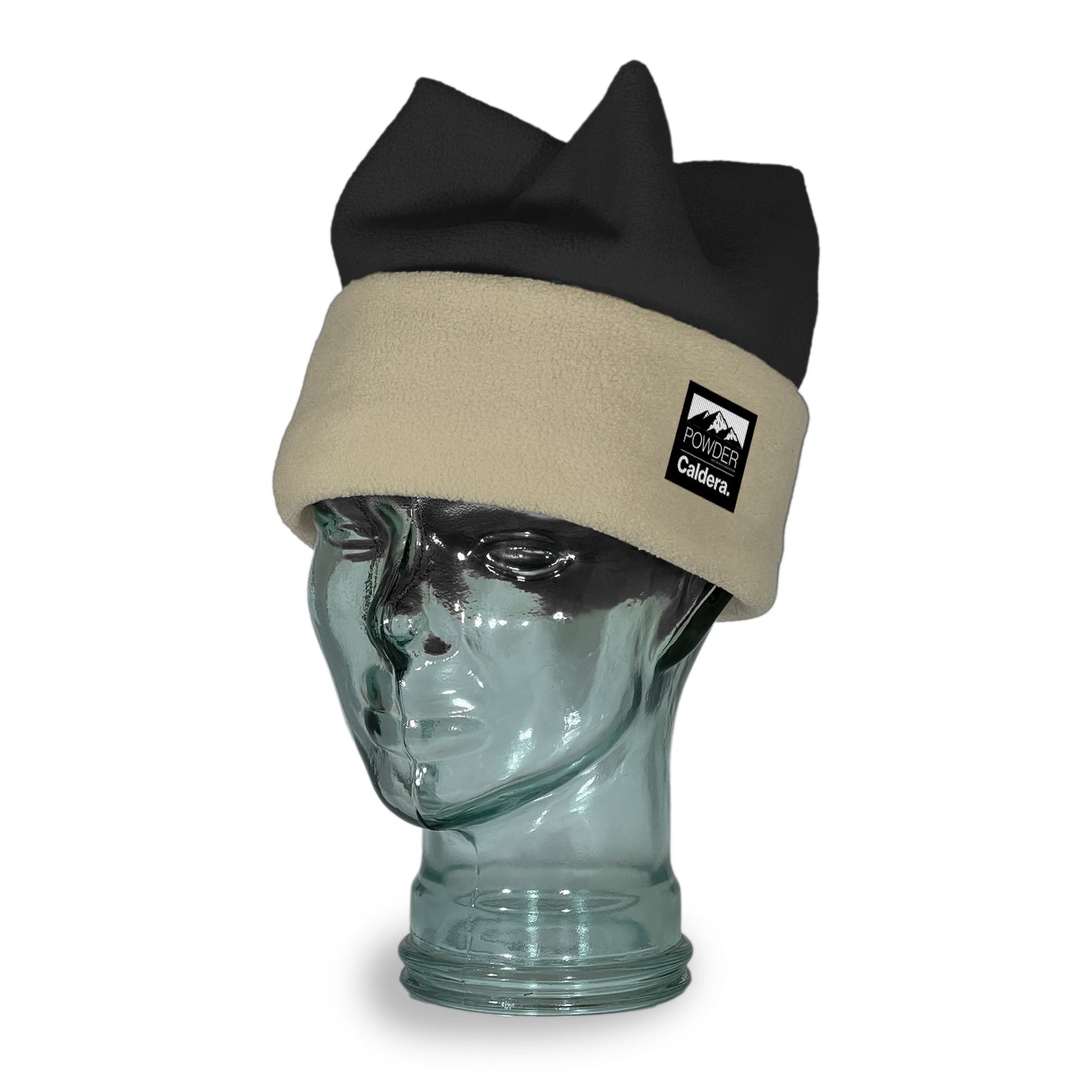 Powder Magazine Beige Black Classic Four Point Beanie